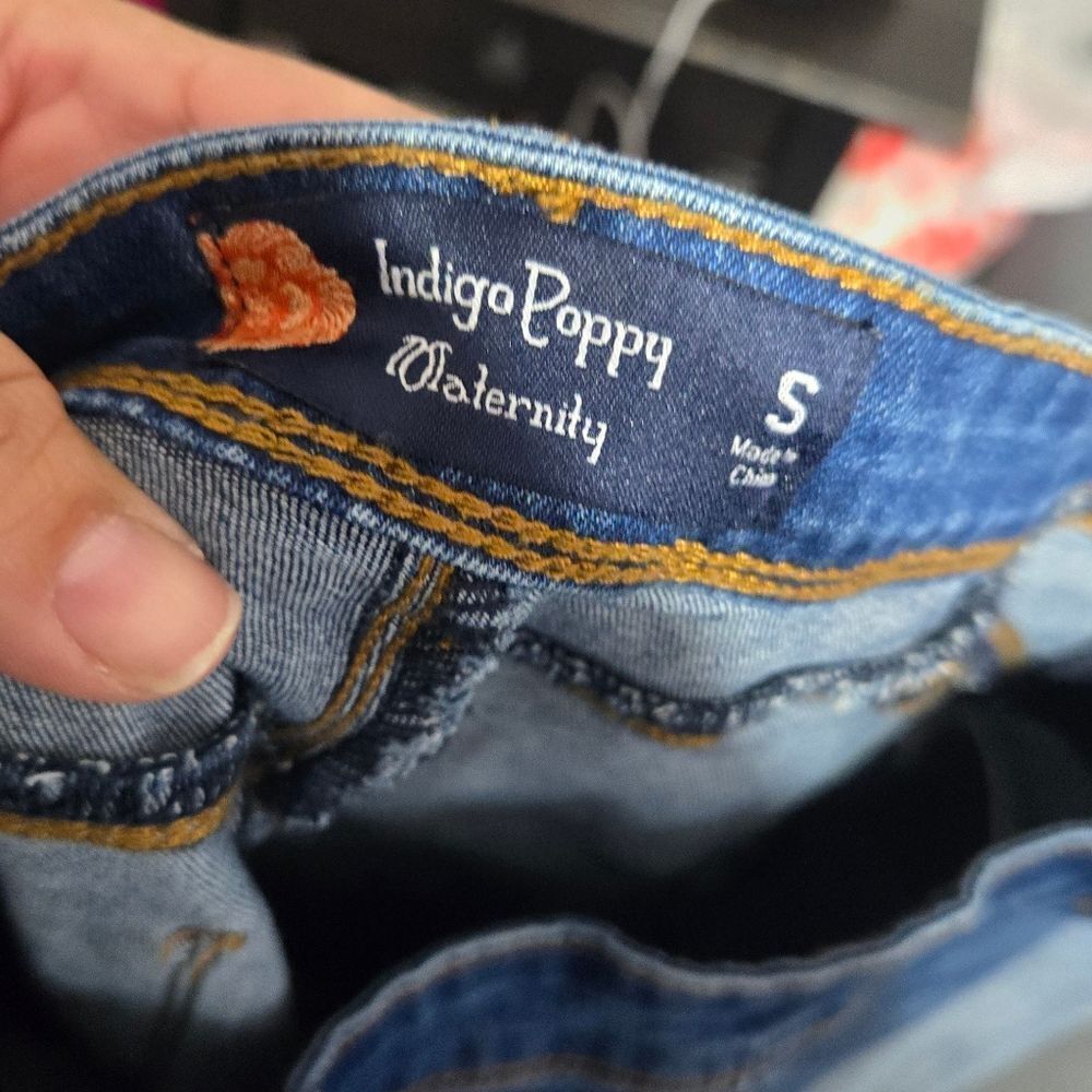Indigo Poppy Maternity Butt Lifter Skinny with Side Elastics Jeans Sz Small 4-6 - Picture 4 of 11